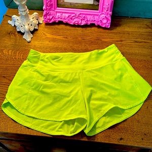 Neon Yellow Lululemon Speed Up Shorts